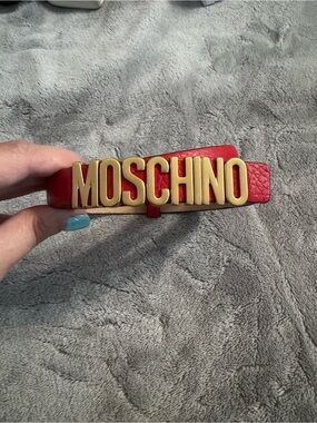 Moschino Red Belt with Gold Letters